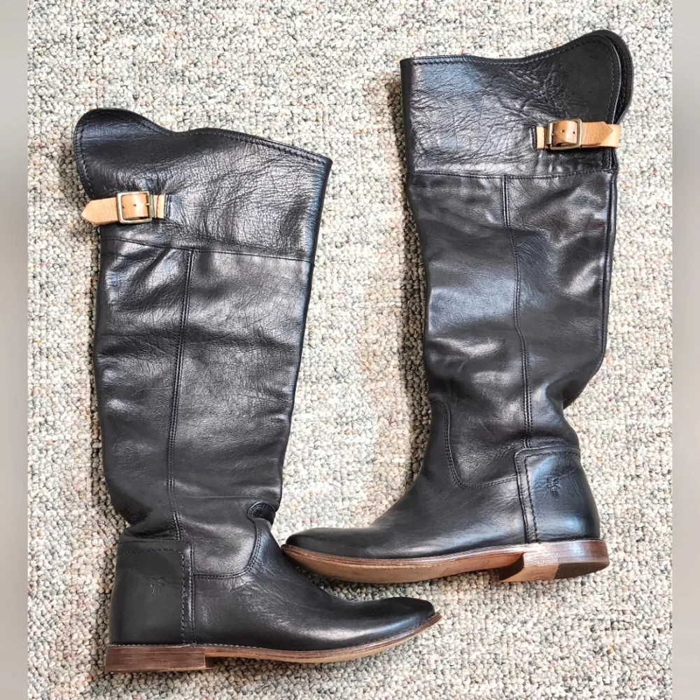 Frye Paige Black Tall Riding Boots Style 77061 Size 6 1/2